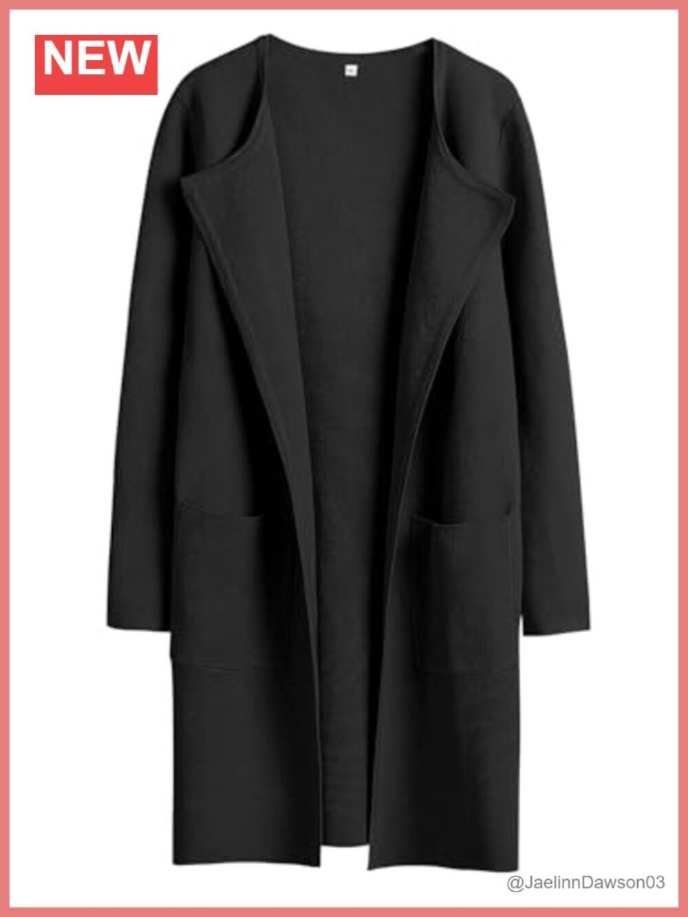 Open Front Buttonless Mid Length Cardigan Sweater with Pockets